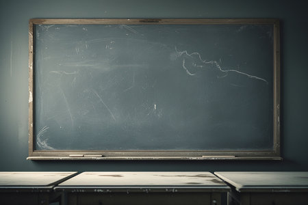 Empty classroom with chalkboard. Back to school concept. 3D Renderingの素材