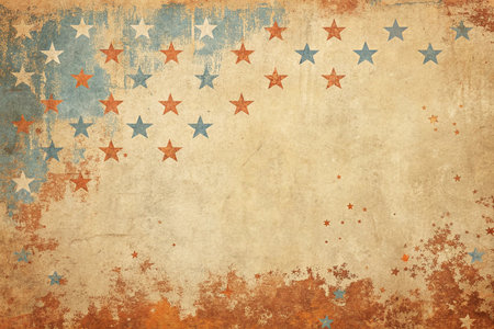 Grunge USA flag on old paper texture. Grunge background.の素材