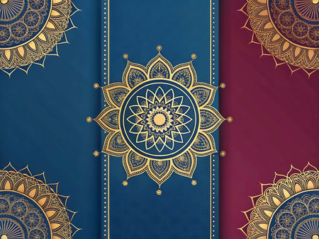 Vintage ornate cards with gold mandala pattern. Template for designの素材
