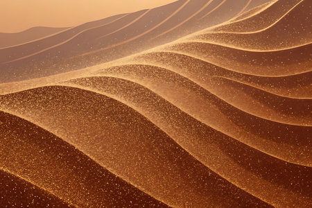 Sand dunes in the desert at sunset. 3D illustration.の素材