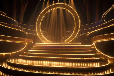 Stage lighting effect, Stage Podium Scene with for Award Ceremonyの素材