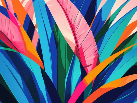 Abstract background with colorful feathers. Vector illustration. EPS10. No transparency.の素材