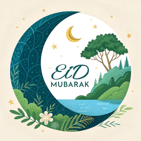 Eid Mubarak Greeting Card. Vector Illustration EPS10の素材
