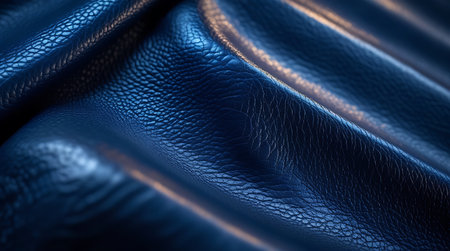 Closeup detail of blue leather texture background. 3d render illustrationの素材