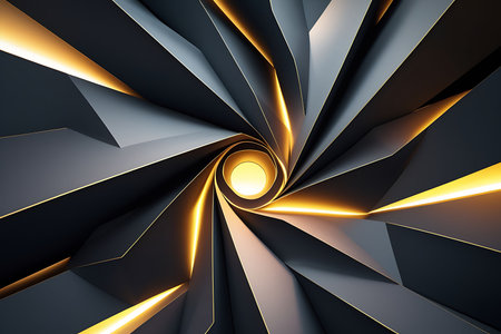 Abstract 3d rendering of black and golden background. Futuristic background.の素材