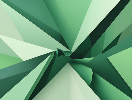Abstract geometric background, 3d rendering. Computer digital drawing. Green color.の素材