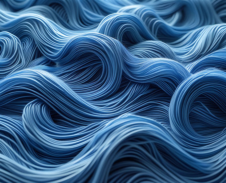 abstract blue wavy background, 3d render, computer digital illustrationの素材