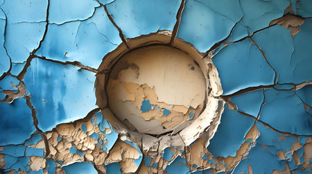 Cracked Blue Paint Wall Texture â Peeling Plaster Surface with Weathered Vintage Effectの素材