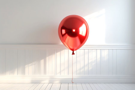 Elegant Red Balloon on Minimalist Background  Stock Photo for Design, Advertising, and Eventsの素材