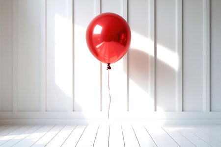 Elegant Red Balloon on Minimalist Background  Stock Photo for Design, Advertising, and Eventsの素材