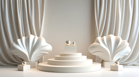 Elegant White Draped Curtains â Luxurious Fabric Backdrop for Interior Design and Photographyの素材