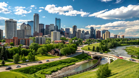 Houston Skyline at Sunset â Stunning Urban Cityscape with Skyscrapers and Green Spacesの素材