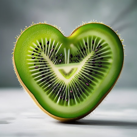 Heart-Shaped Kiwi Slice â Fresh, Vibrant, and Healthy Fruit Close-Upの素材