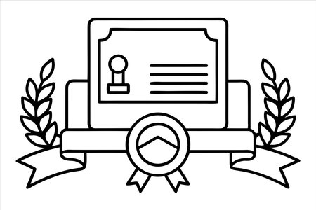 award trophy with seal stamp and laurel wreath vector illustration designのイラスト素材