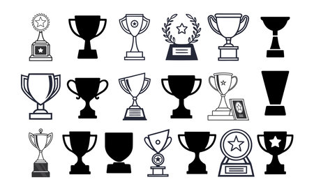 Trophy cup icons set. Simple illustration of trophy cup vector icons for webのイラスト素材