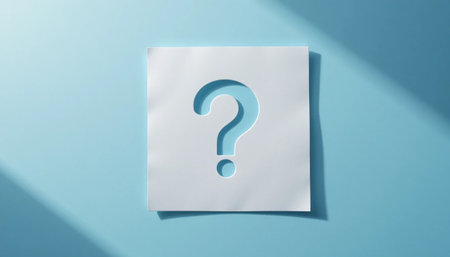 Question mark on a sheet of paper on a blue background. 3d renderingの素材