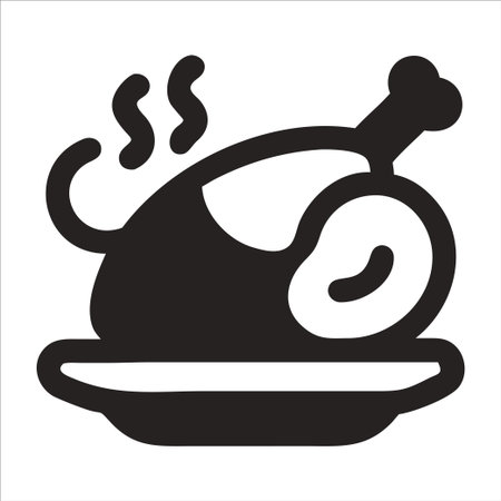 Roast chicken icon. Black silhouette on white background. Vector illustration.のイラスト素材