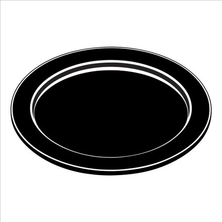 Vector illustration of a black oval plate. Isolated on white background.のイラスト素材