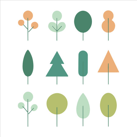Set of tree icons in flat style. Vector illustration for your designのイラスト素材