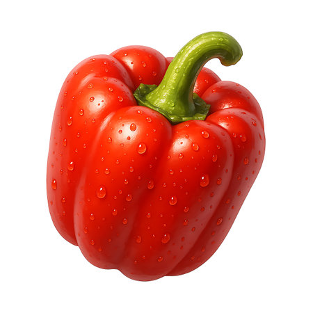 Red bell pepper isolated on white background. 3d illustration. High resolutionの素材
