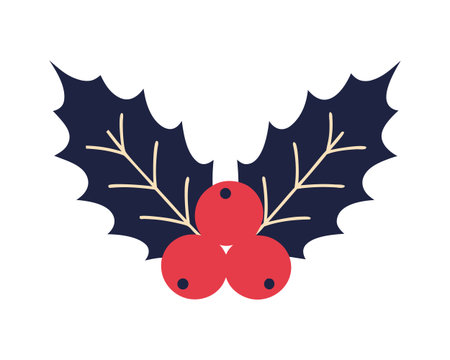 christmas holly berry decoration flat style icon vector illustration designのイラスト素材