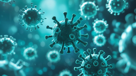 Coronavirus 2019-nCov concept. Coronavirus 2019-nCoV background. 3D renderingの素材