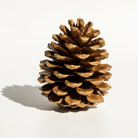 Pine cone on white background with shadow. Pine cone on white backgroundの素材