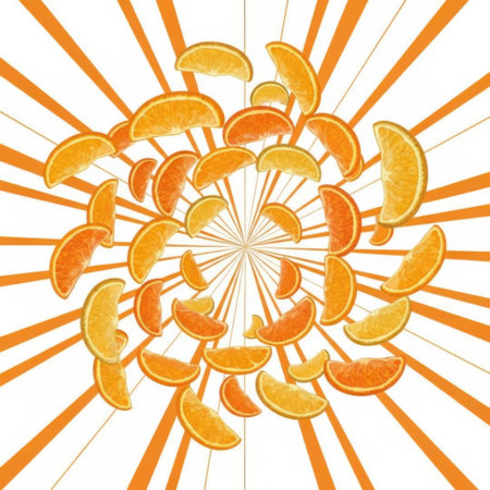 Slices of orange on a white background. Vector illustration.の素材