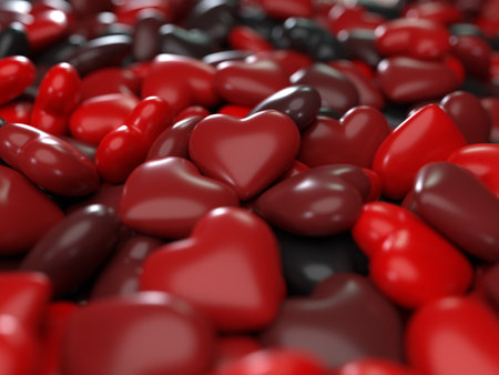 Valentine's day background. A pile of love red hearts. 3d renderの写真素材