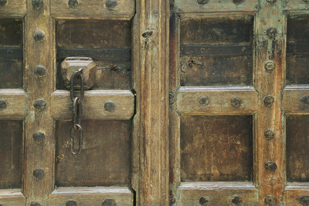 Old Vintage Oriental Style Wooden Door