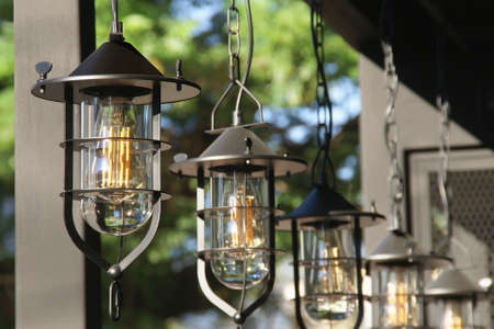 Industrial Style Light Pendant with Decorative Edison Filament Bulb at a Cafe