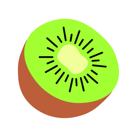 Fresh fruit isolated on white background, flat design vector illustration. Kiwi.のイラスト素材