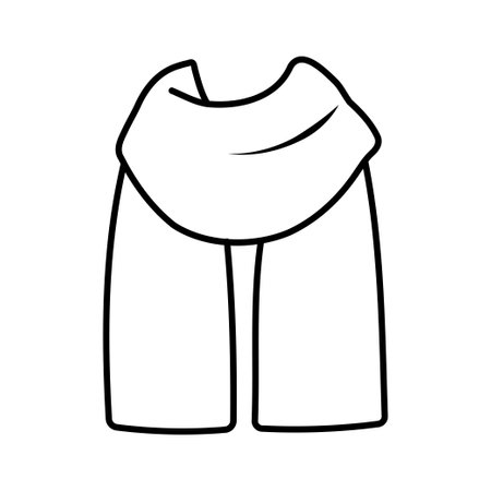 Knitted scarf isolated outline icon. Vector illustration. Black outline on white background.のイラスト素材