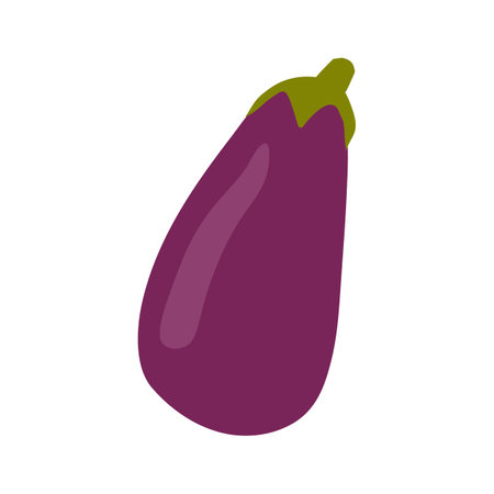 Eggplant colored hand drawn isolated icon, Scalable print ready vector illustration in trendy flat style design.のイラスト素材