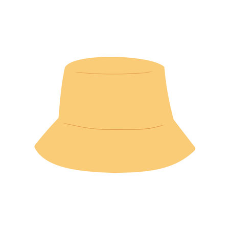 Straw sun hat vector illustration isolated. Flat hand drawn clip art of summer bucket hat.のイラスト素材