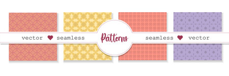 Abstract geometric seamless vector patterns collection. Set of subtle minimalistic background texture designs.のイラスト素材