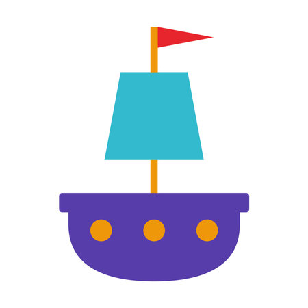 Simple cartoon flat ship icon for kids. Isolated vector illustration.のイラスト素材
