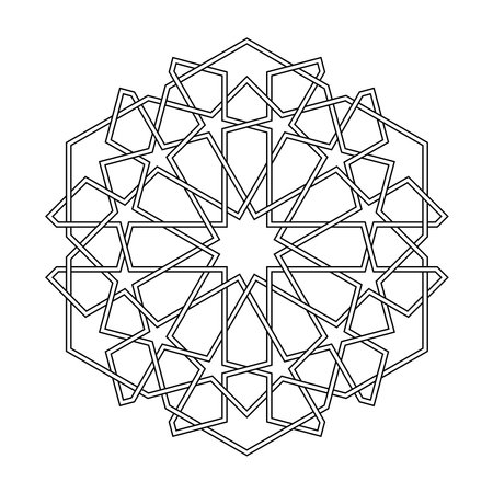 Islamic geometric contour outline design element vector illustration isolated on white background.のイラスト素材