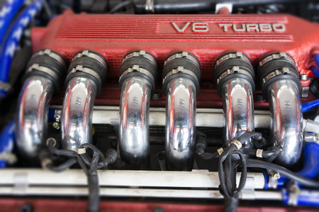 Close up view of engine car