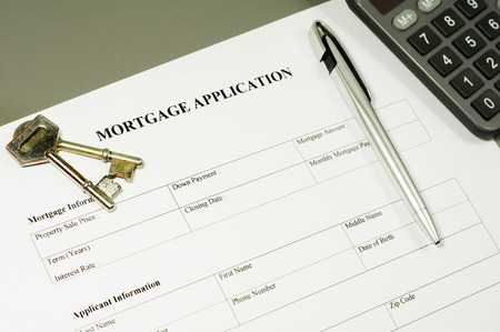 Close view of mortgage application form conceptの写真素材