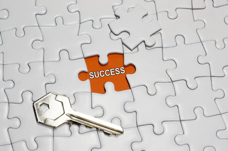 Key and Success word isolated on white backgroundの写真素材