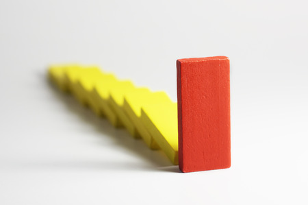 Colorfull Wooden Blocks isolated on white background - Leadership Conceptの写真素材