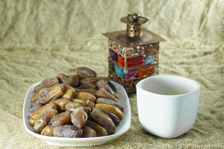 Close up of dates on the plateの写真素材