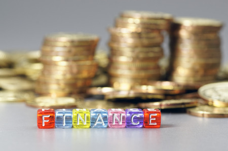 Finance word written on colourful dice - Finance conceptの写真素材