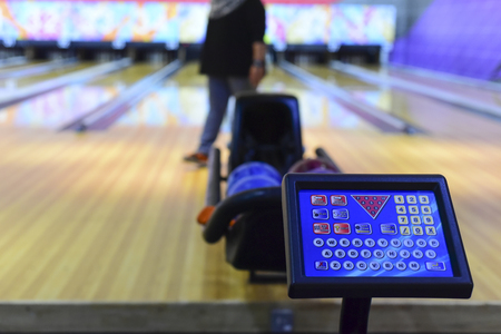 Control panel at bowling alleyの写真素材