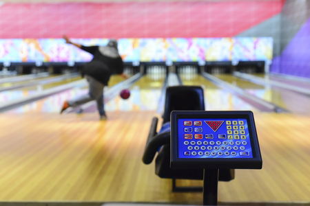 Control panel at bowling alleyの写真素材