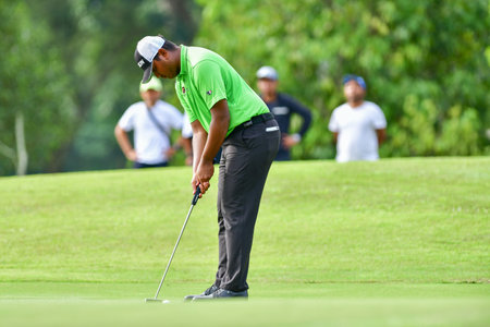 PETALING JAYA, NOV 26 : Amir Nazrin of Malaysia, pictured during final round of PKNS Selangor Masters '22 at Kelab Golf Seri Selangor. Petaling Jaya, Malaysia on November 26, 2022.のeditorial素材