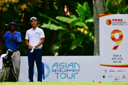 PETALING JAYA, NOV 26 : Denwit Boriboonsub of Thailand, pictured during final round of PKNS Selangor Masters '22 at Kelab Golf Seri Selangor. Petaling Jaya, Malaysia on November 26, 2022.のeditorial素材