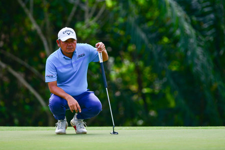 PETALING JAYA, NOV 26 : Denwit Boriboonsub of Thailand, pictured during final round of PKNS Selangor Masters '22 at Kelab Golf Seri Selangor. Petaling Jaya, Malaysia on November 26, 2022.のeditorial素材