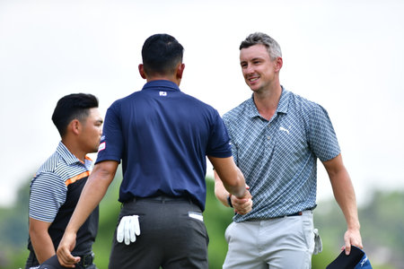 PETALING JAYA, NOV 26 : Kieran Vincent of Zimbabwe, pictured during final round of PKNS Selangor Masters '22 at Kelab Golf Seri Selangor. Petaling Jaya, Malaysia on November 26, 2022.のeditorial素材